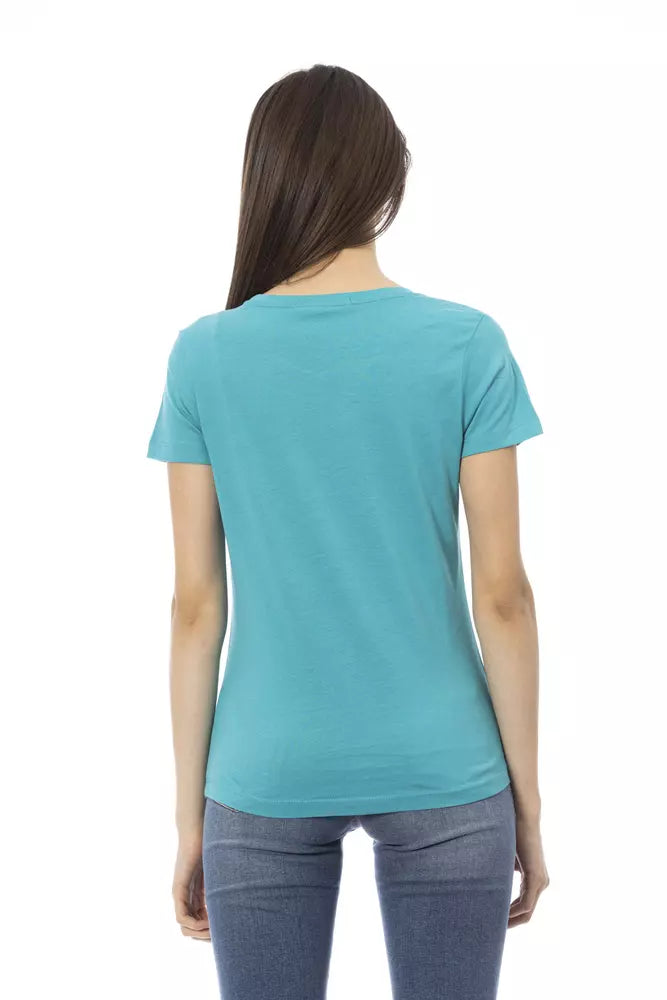 Light Blue Cotton Women Top - SEHABRANDS