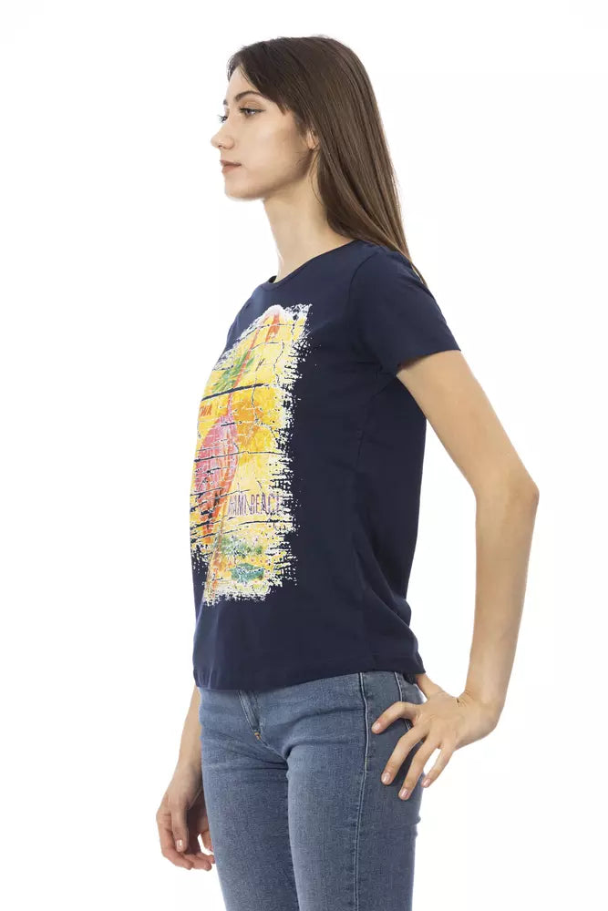 Blue Cotton Women T-Shirt - SEHABRANDS