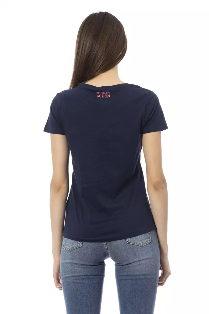 Blue Cotton Women T-Shirt - SEHABRANDS