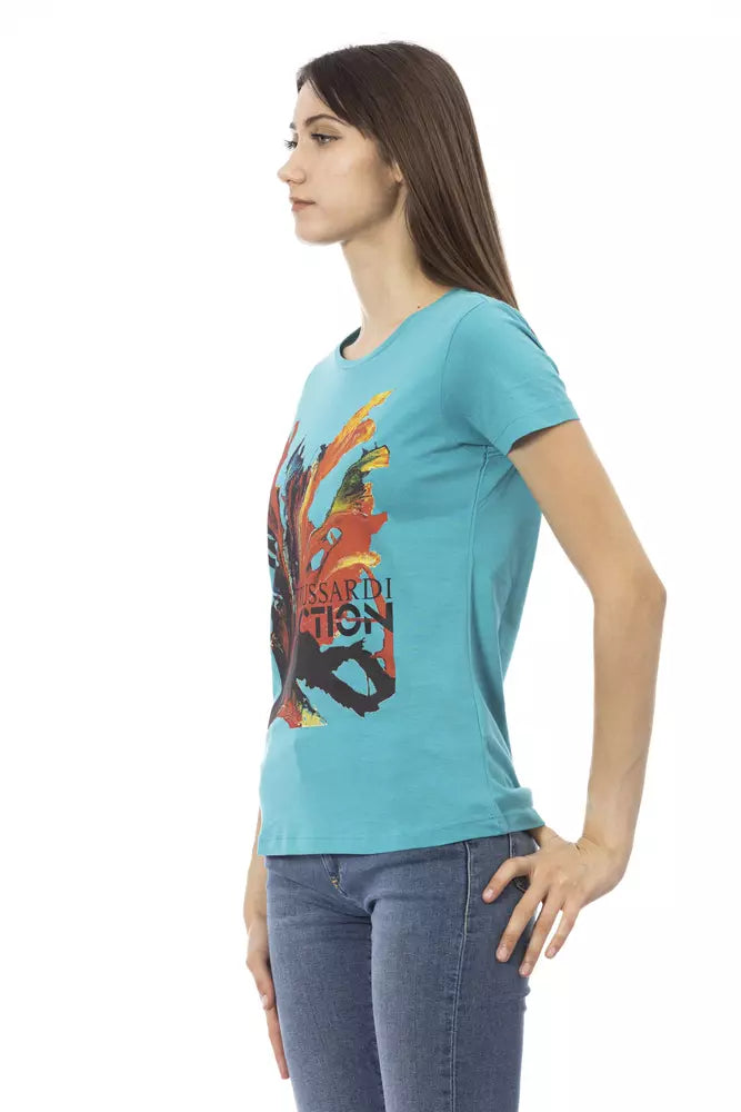 Light Blue Cotton Women Top - SEHABRANDS