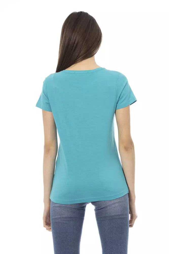 Light Blue Cotton Women Top - SEHABRANDS