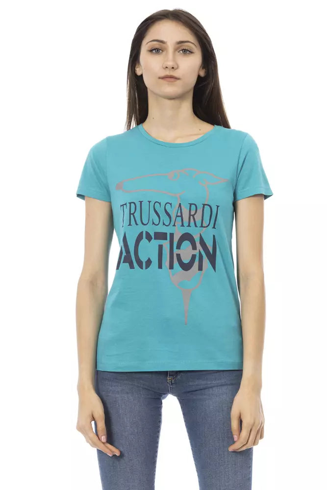 Light Blue Cotton Women Top - SEHABRANDS