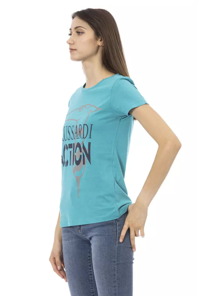 Light Blue Cotton Women Top - SEHABRANDS