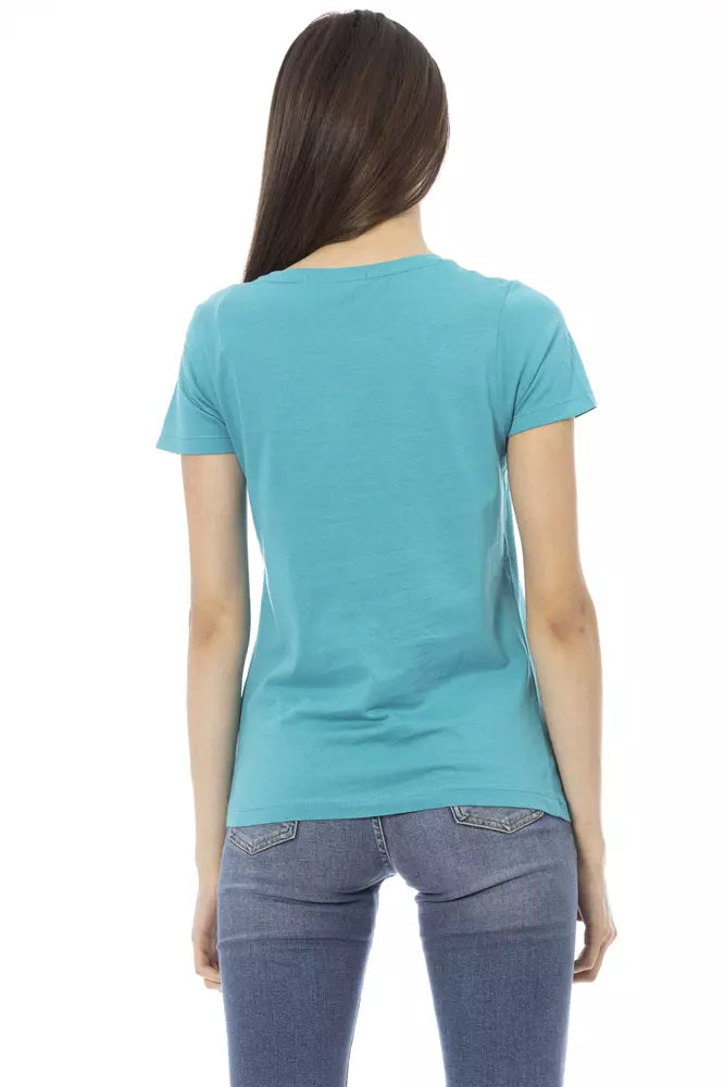 Light Blue Cotton Women Top - SEHABRANDS