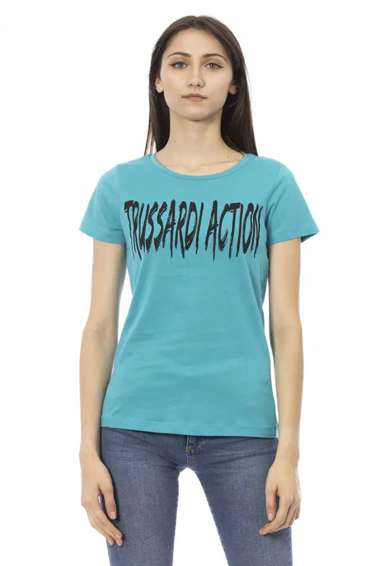 Light Blue Cotton Women Top - SEHABRANDS