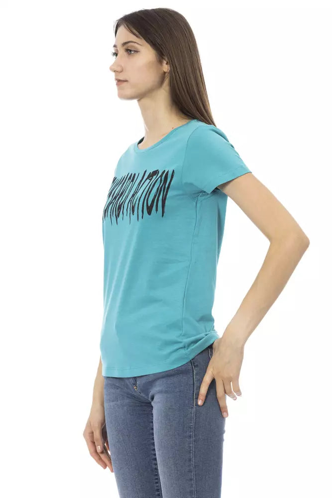 Light Blue Cotton Women Top - SEHABRANDS