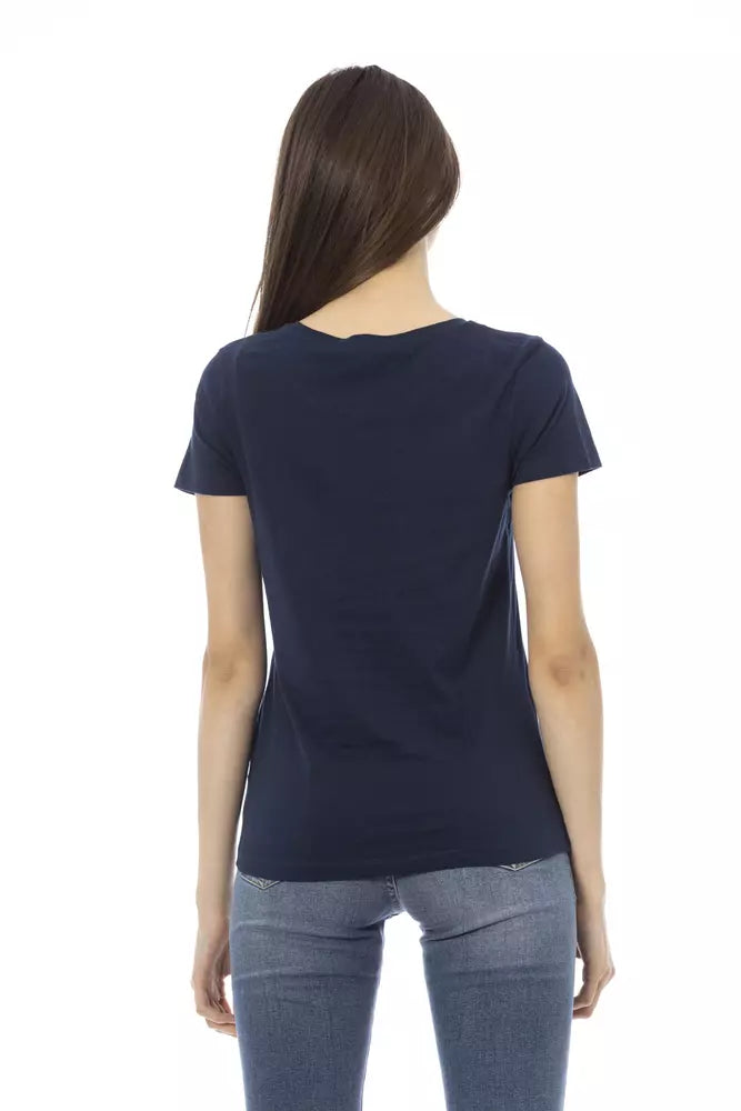 Blue Cotton Women T-Shirt - SEHABRANDS