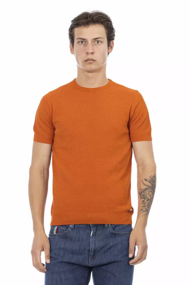 Orange Cotton Men Sweater - SEHABRANDS