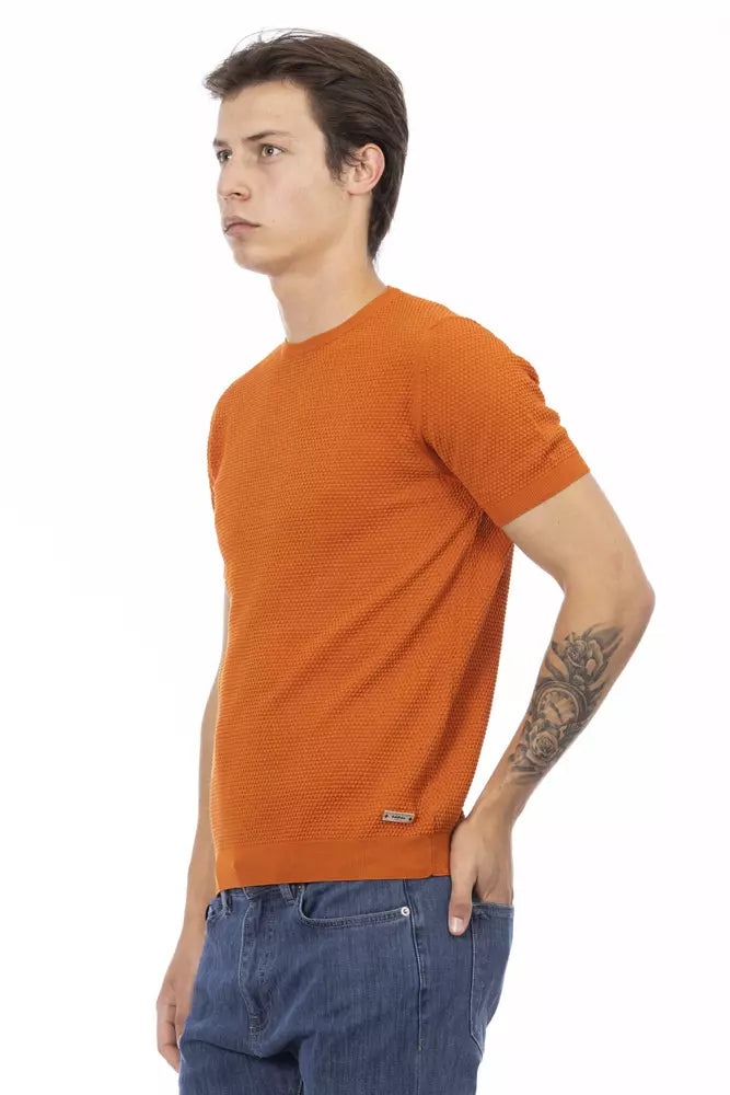 Orange Cotton Men Sweater - SEHABRANDS