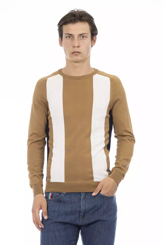 Brown Cotton Men Sweater - SEHABRANDS