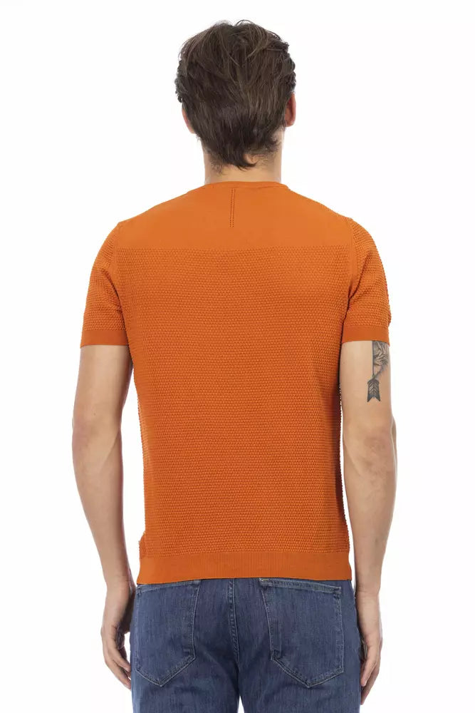 Orange Cotton Men Sweater - SEHABRANDS