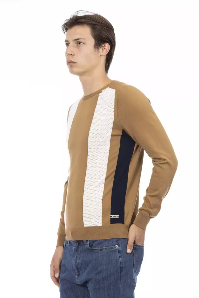 Brown Cotton Men Sweater - SEHABRANDS