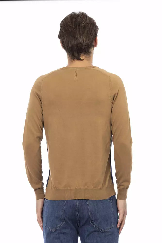 Brown Cotton Men Sweater - SEHABRANDS