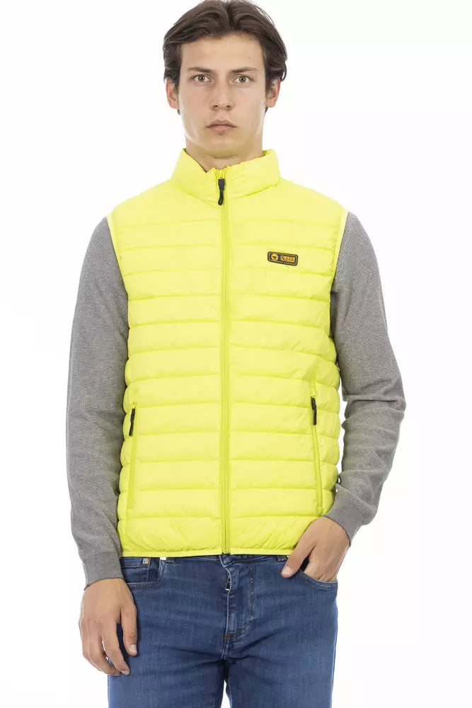 Yellow Polyester Men Sleeveless Jacket - SEHABRANDS