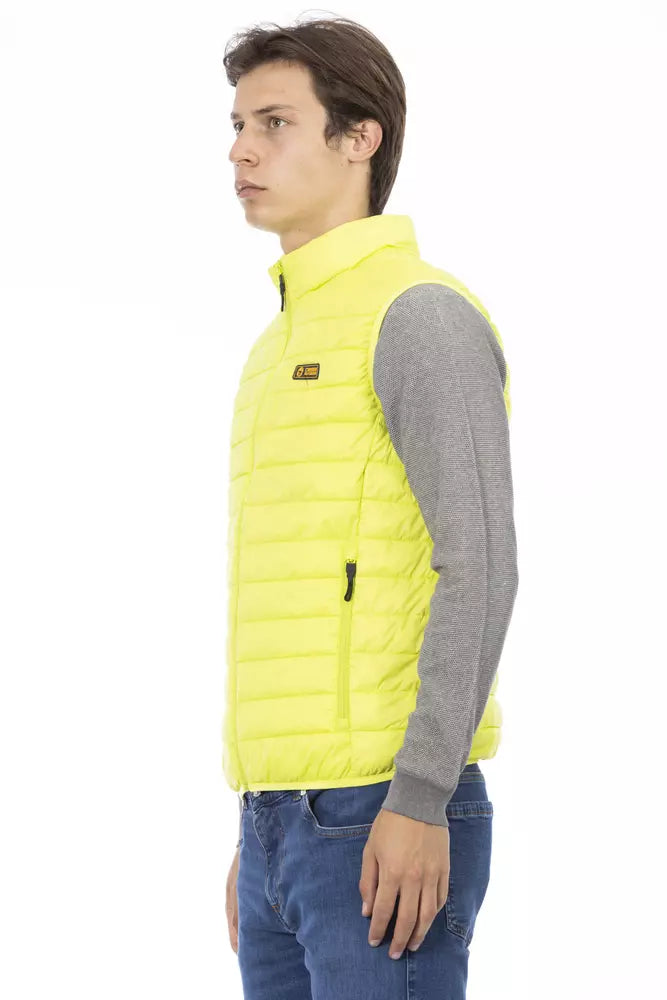 Yellow Polyester Men Sleeveless Jacket - SEHABRANDS