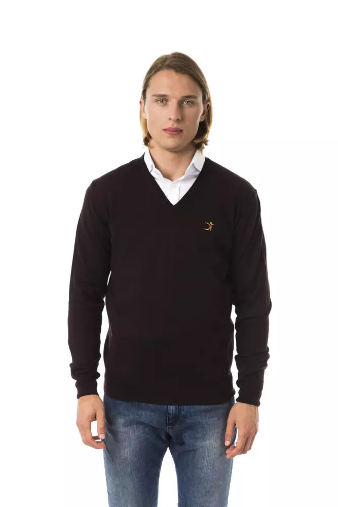 Brown Merino Wool Men Sweater - SEHABRANDS