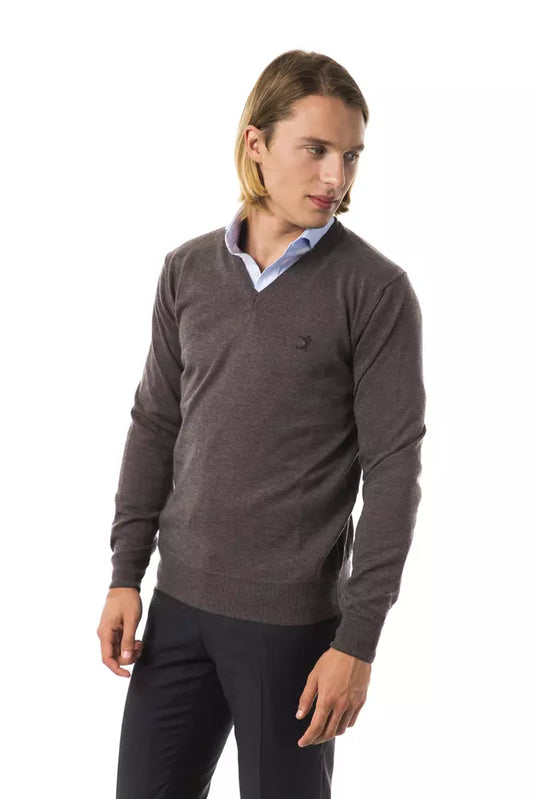 Gray Merino Wool Men Sweater - SEHABRANDS