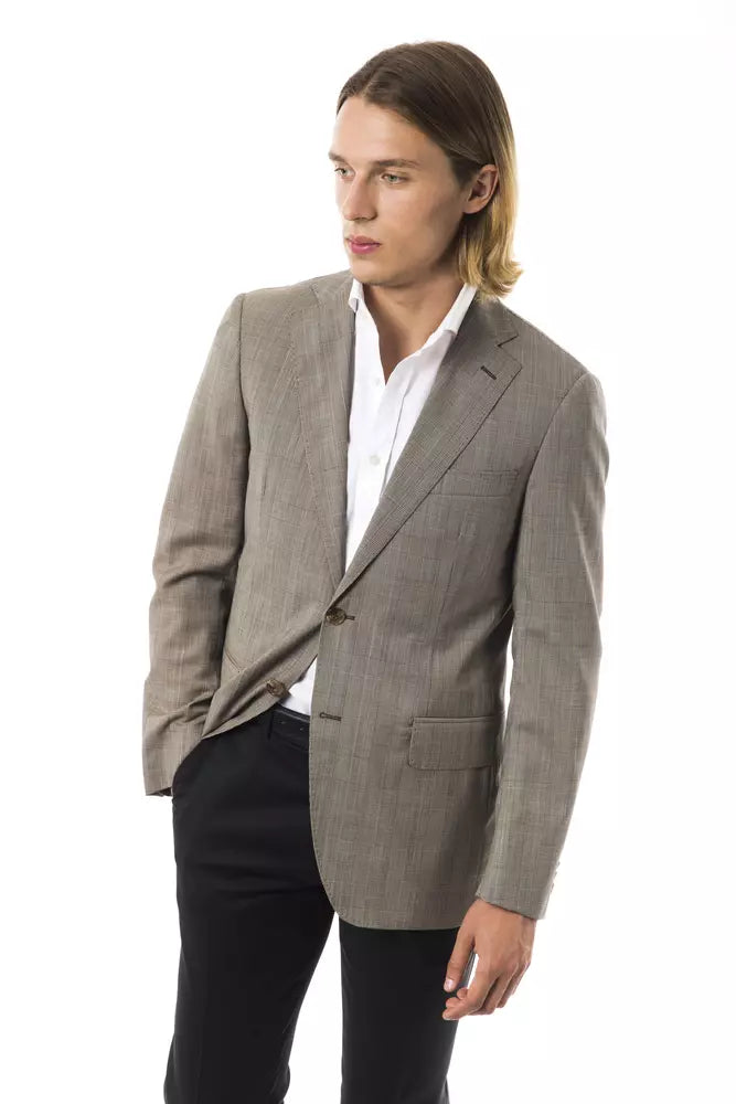 Gray Wool Men Blazer - SEHABRANDS