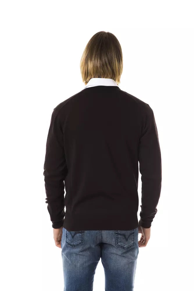 Brown Merino Wool Men Sweater - SEHABRANDS