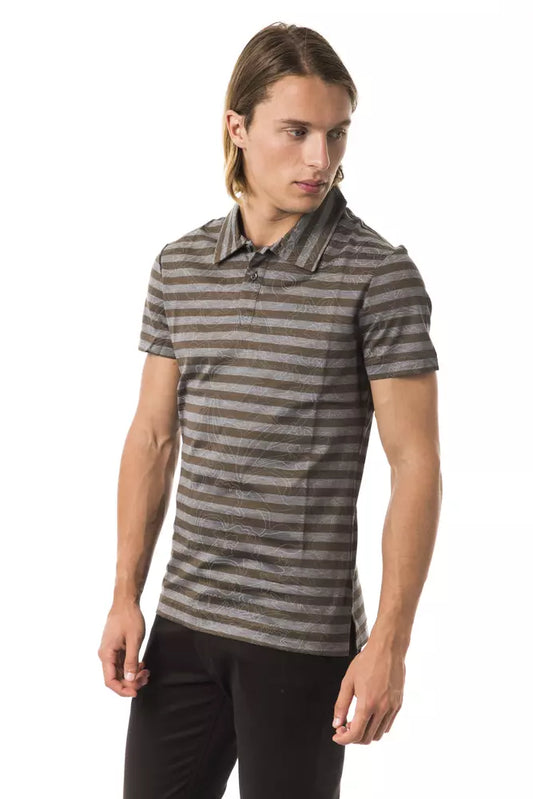 Gray Cotton Men Polo Shirt - SEHABRANDS