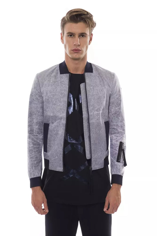 Gray Polyester Men Bomber Jacket - SEHABRANDS