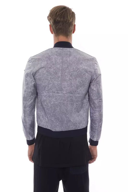 Gray Polyester Men Bomber Jacket - SEHABRANDS