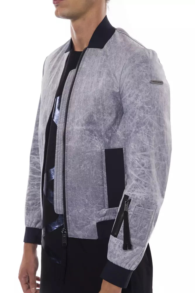 Gray Polyester Men Bomber Jacket - SEHABRANDS