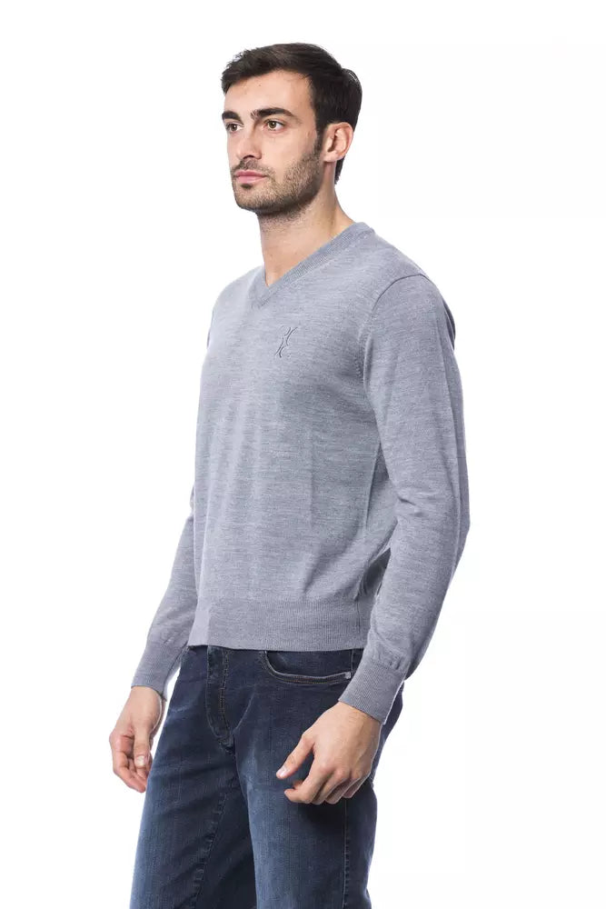 Gray Merino Wool Men Sweater - SEHABRANDS