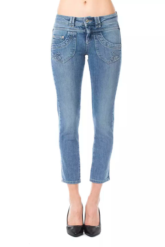 Light Blue Cotton Women Jeans - SEHABRANDS