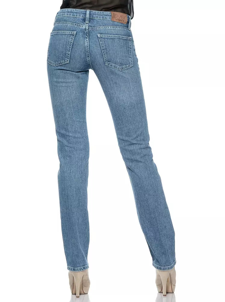 Light Blue Cotton Women Jeans - SEHABRANDS