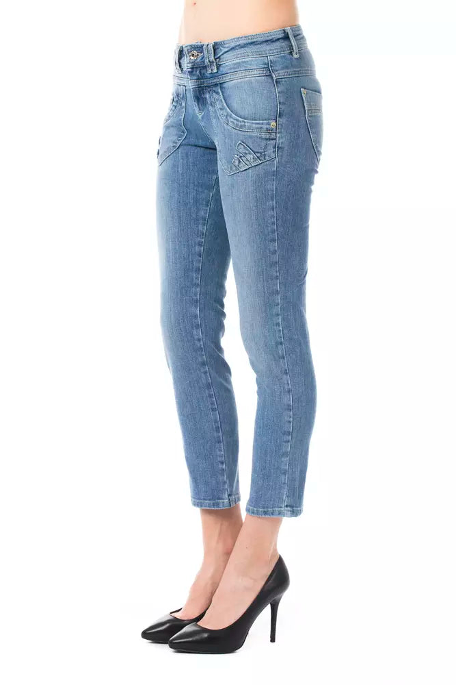 Light Blue Cotton Women Jeans - SEHABRANDS