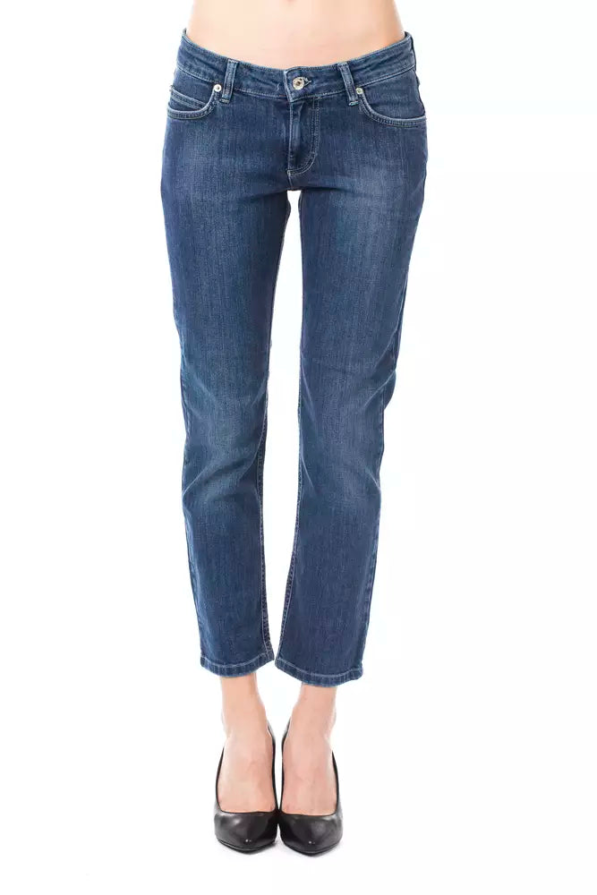 Light Blue Cotton Women Capri Jean - SEHABRANDS