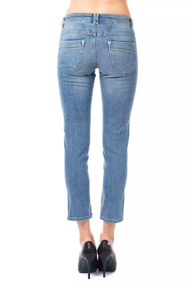 Light Blue Cotton Women Jeans - SEHABRANDS