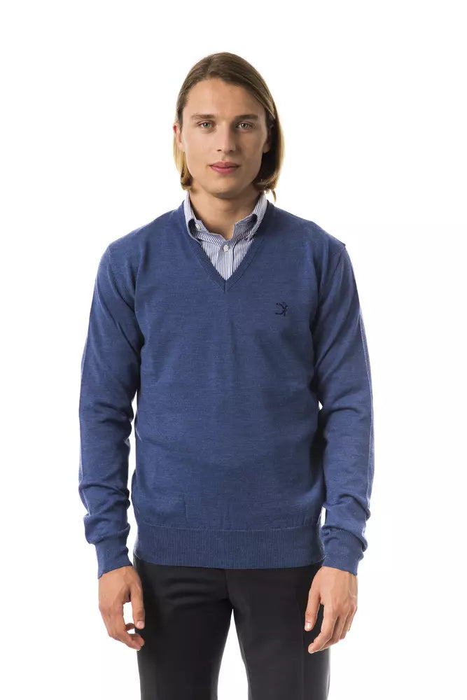 Blue Merino Wool Men Sweater - SEHABRANDS