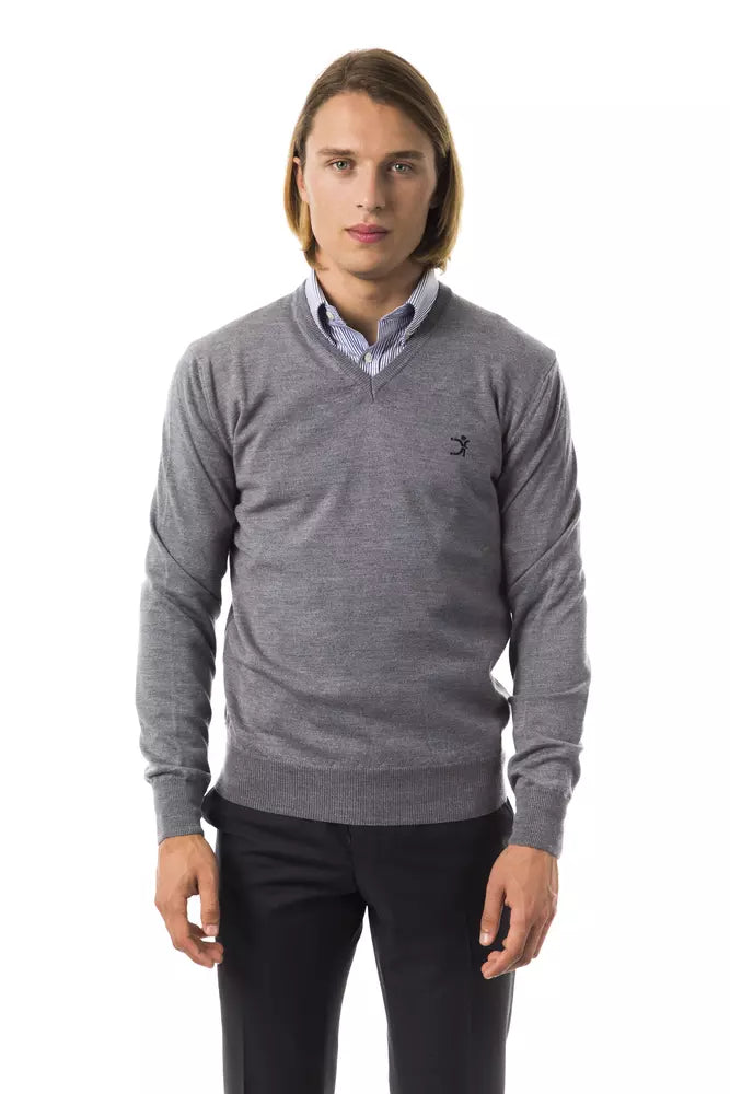 Gray Merino Wool Men Sweater - SEHABRANDS