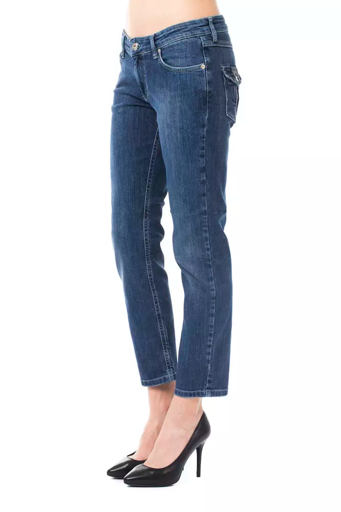 Light Blue Cotton Women Capri Jean - SEHABRANDS