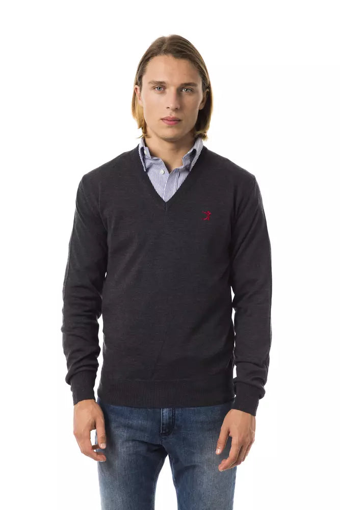 Gray Merino Wool Men Sweater - SEHABRANDS