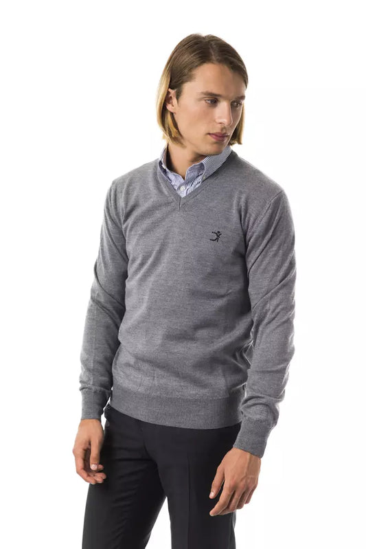 Gray Merino Wool Men Sweater - SEHABRANDS