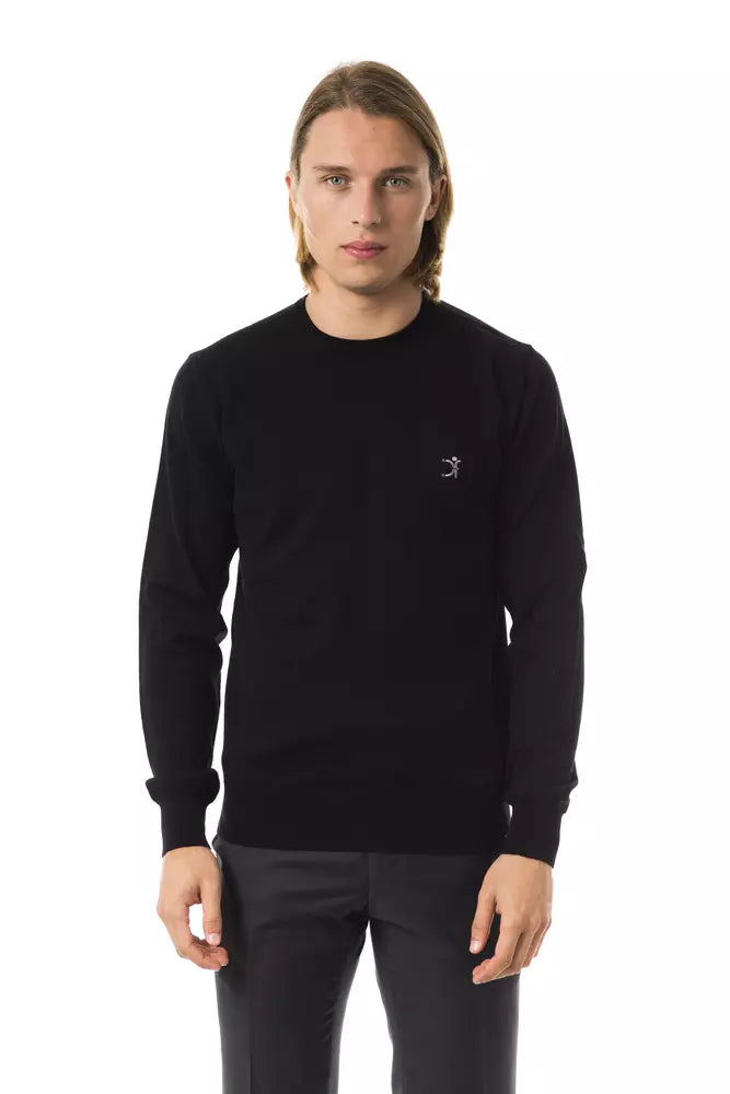 Black Merino Wool Men Sweater - SEHABRANDS