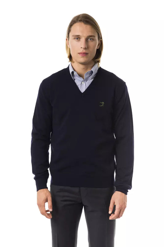 Blue Merino Wool Men Sweater - SEHABRANDS