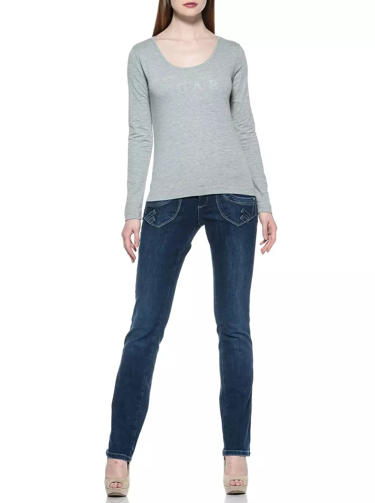 Blue Cotton Women Jeans - SEHABRANDS