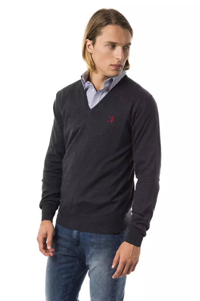 Gray Merino Wool Men Sweater - SEHABRANDS