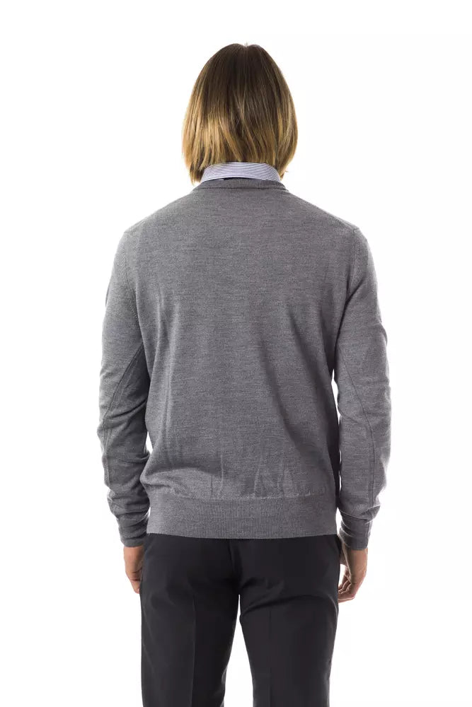 Gray Merino Wool Men Sweater - SEHABRANDS