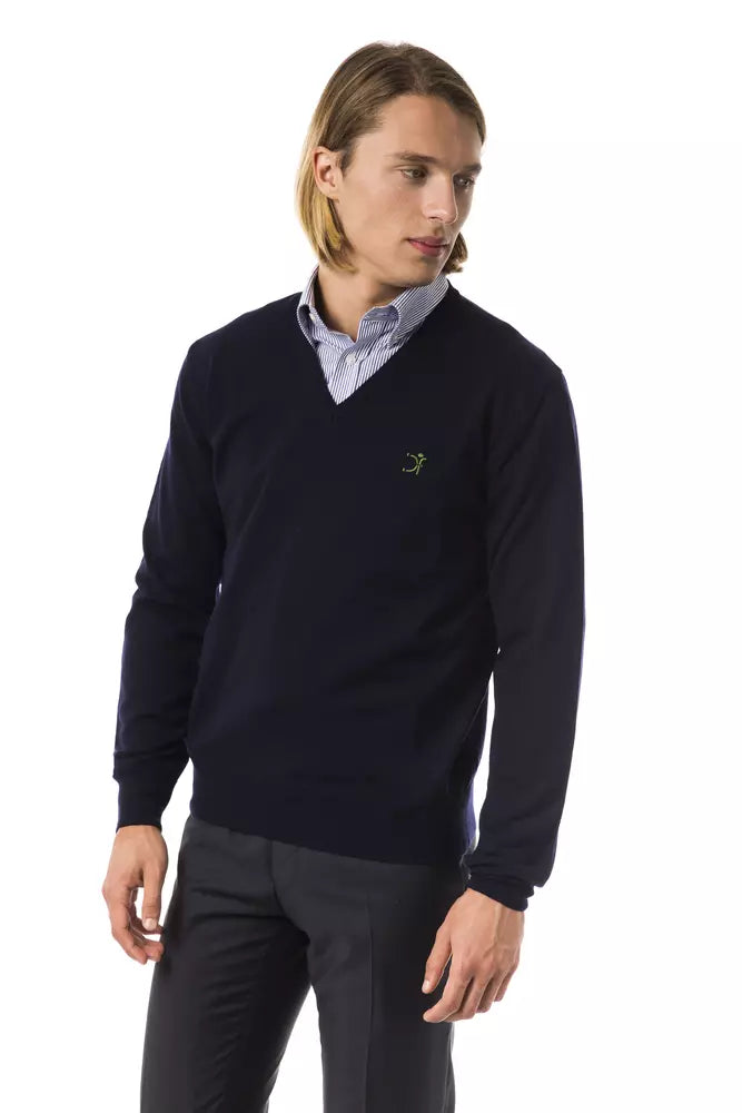 Blue Merino Wool Men Sweater - SEHABRANDS