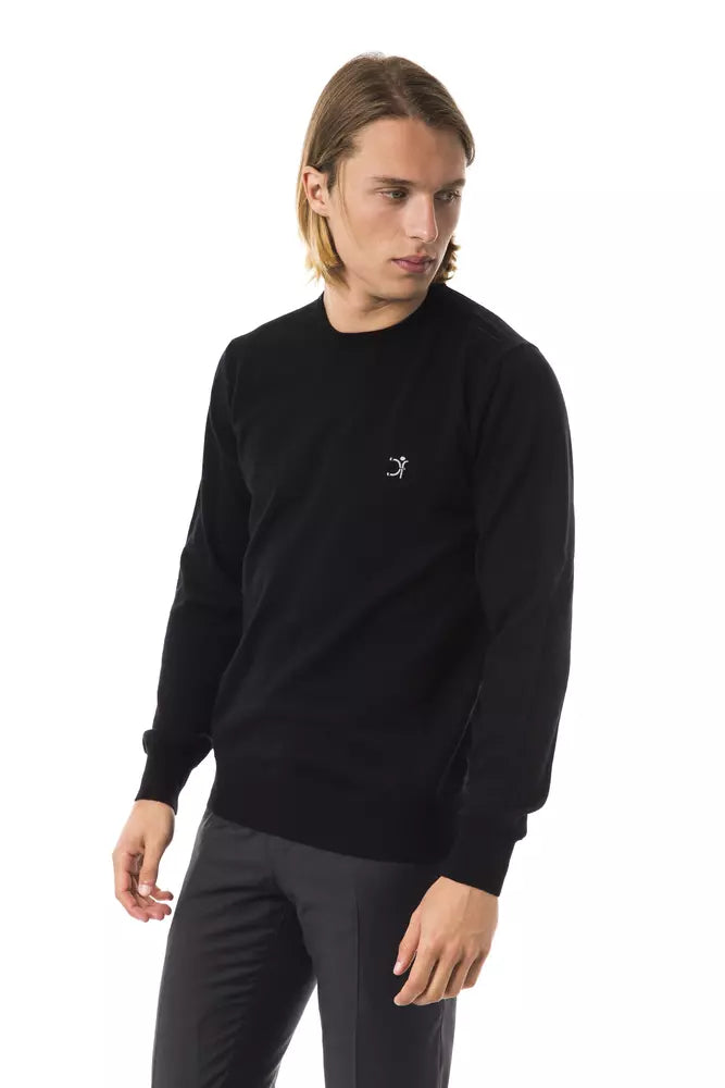 Black Merino Wool Men Sweater - SEHABRANDS