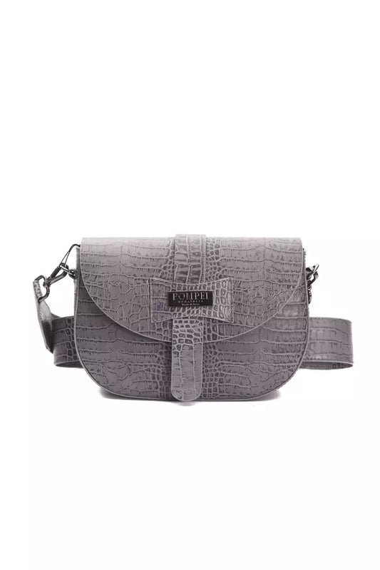 Gray Leather Women Crossbody Bag - SEHABRANDS