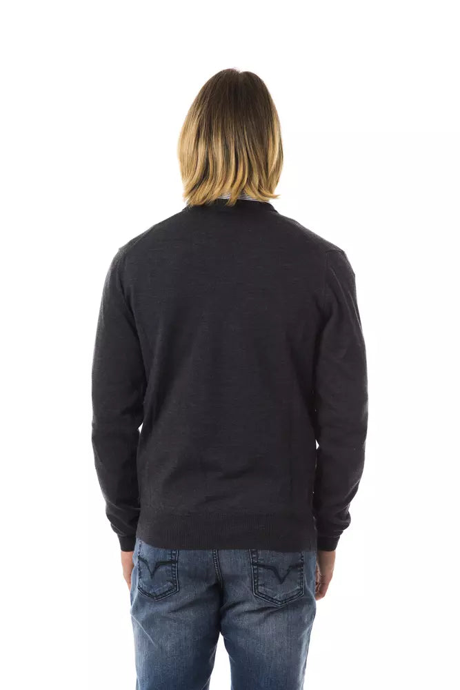 Gray Merino Wool Men Sweater - SEHABRANDS