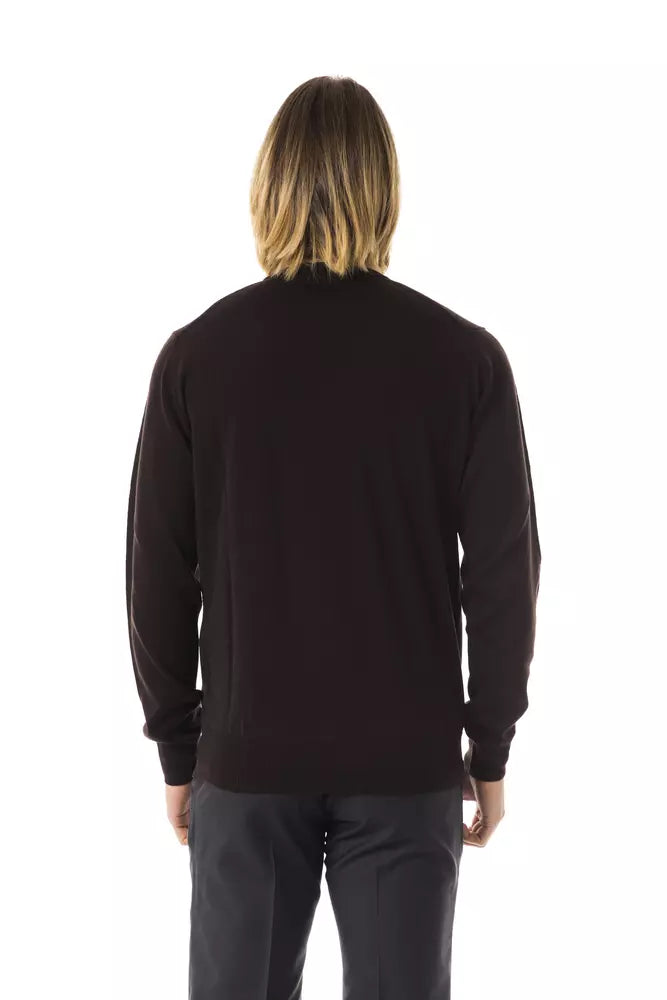 Brown Merino Wool Men Sweater - SEHABRANDS