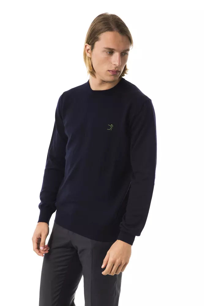 Blue Merino Wool Men Sweater - SEHABRANDS