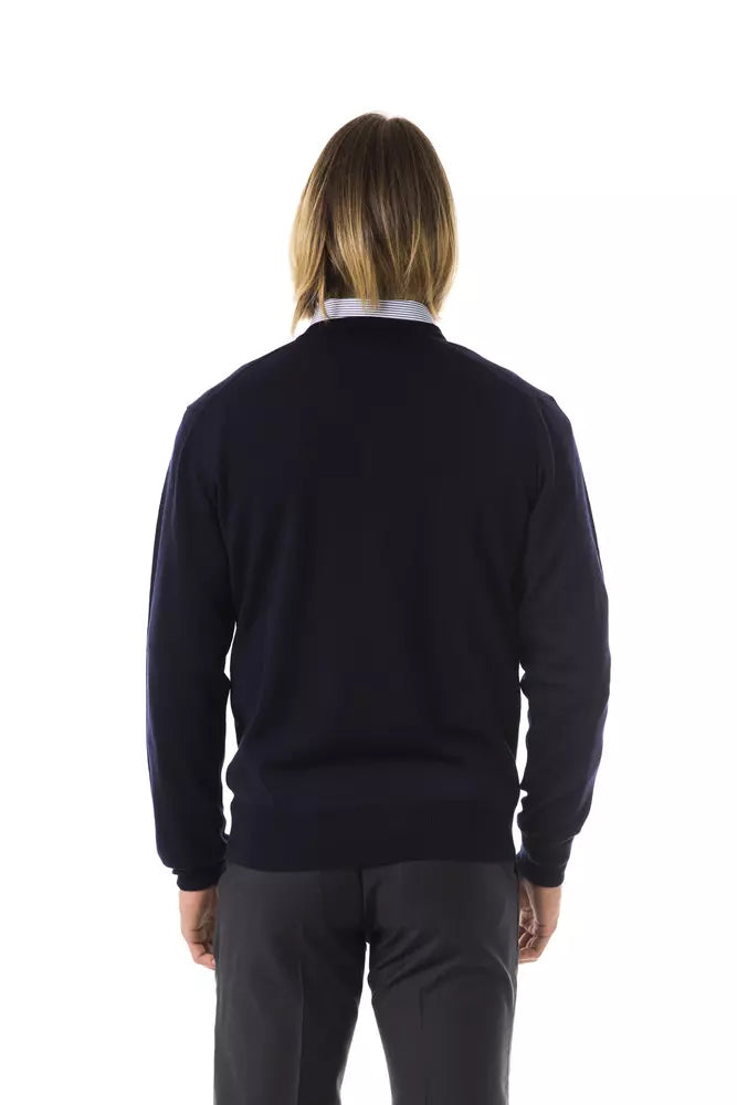 Blue Merino Wool Men Sweater - SEHABRANDS